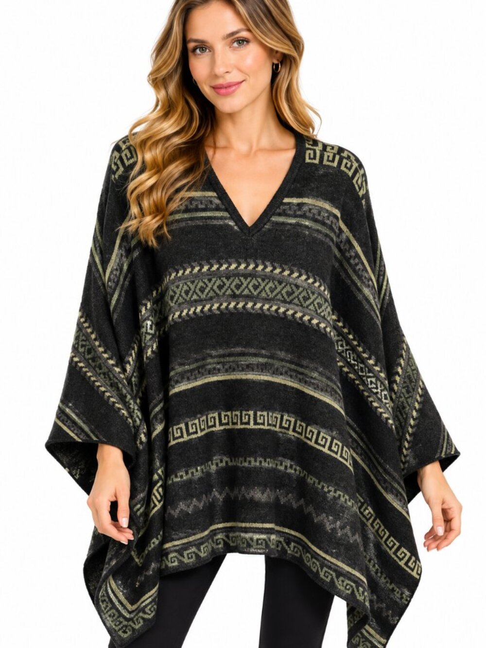 Laurent Vidal Paris Wool Blend Geometric Poncho Tunic S/M Made in Italy